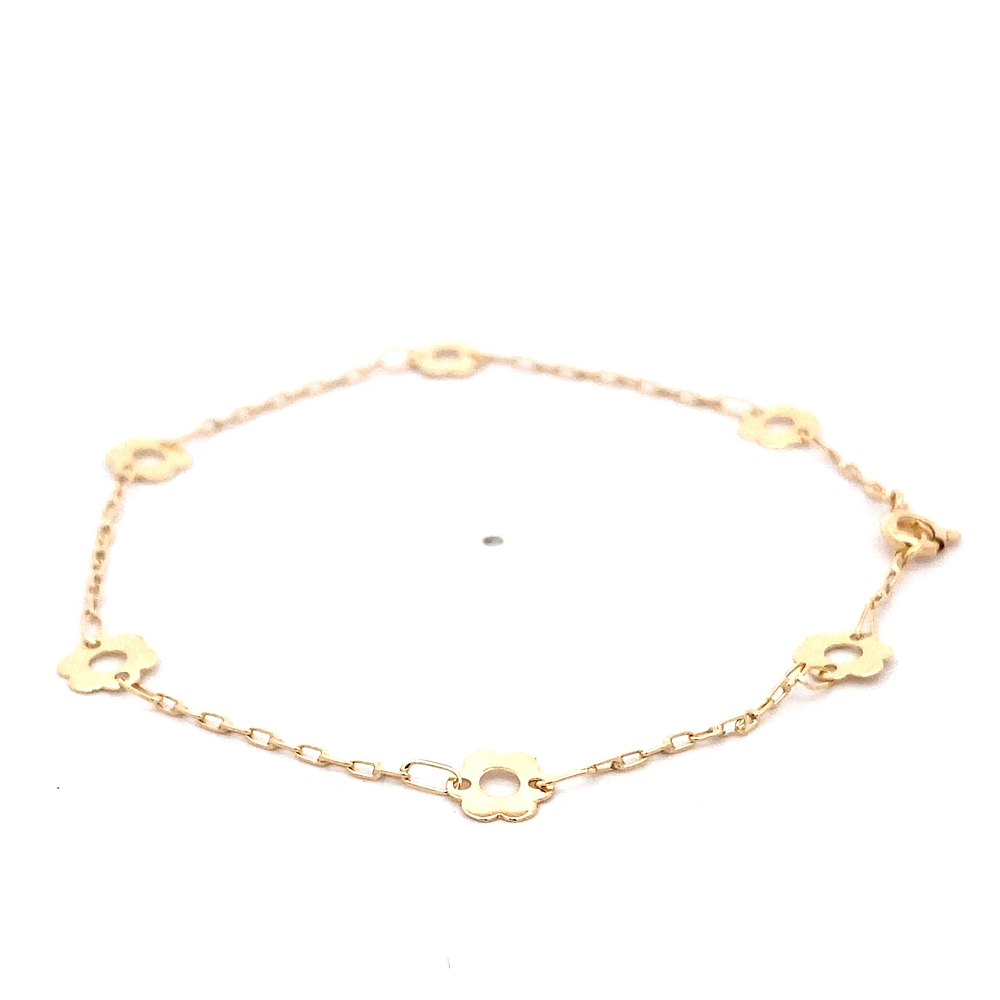 Pulsera de Oro Amarillo 18K Limada con Piedras Azules Ojo de Gato