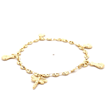 Pulsera de Oro Amarillo 18K Marinero con 5 Dijes Colgantes