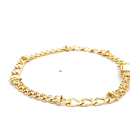 Pulsera de Oro Amarillo 18K Barbada Doble Entrelazada con Barbada Cuadrada