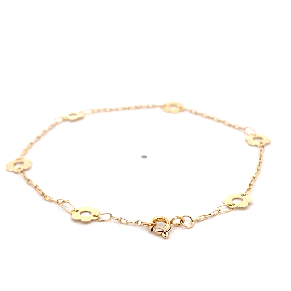 Pulsera de Oro Amarillo 18K Limada con Piedras Azules Ojo de Gato