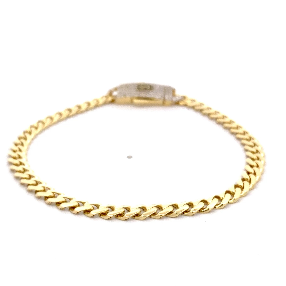 Pulsera de Oro Amarillo 18K Groumet con Micropiedras Incoloras