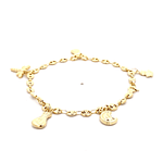 Pulsera de Oro Amarillo 18K Marinero con 5 Dijes Colgantes