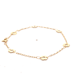 Pulsera de Oro Amarillo 18K Limada con Piedras Azules Ojo de Gato