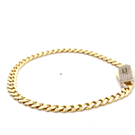 Pulsera de Oro Amarillo 18K Groumet con Micropiedras Incoloras