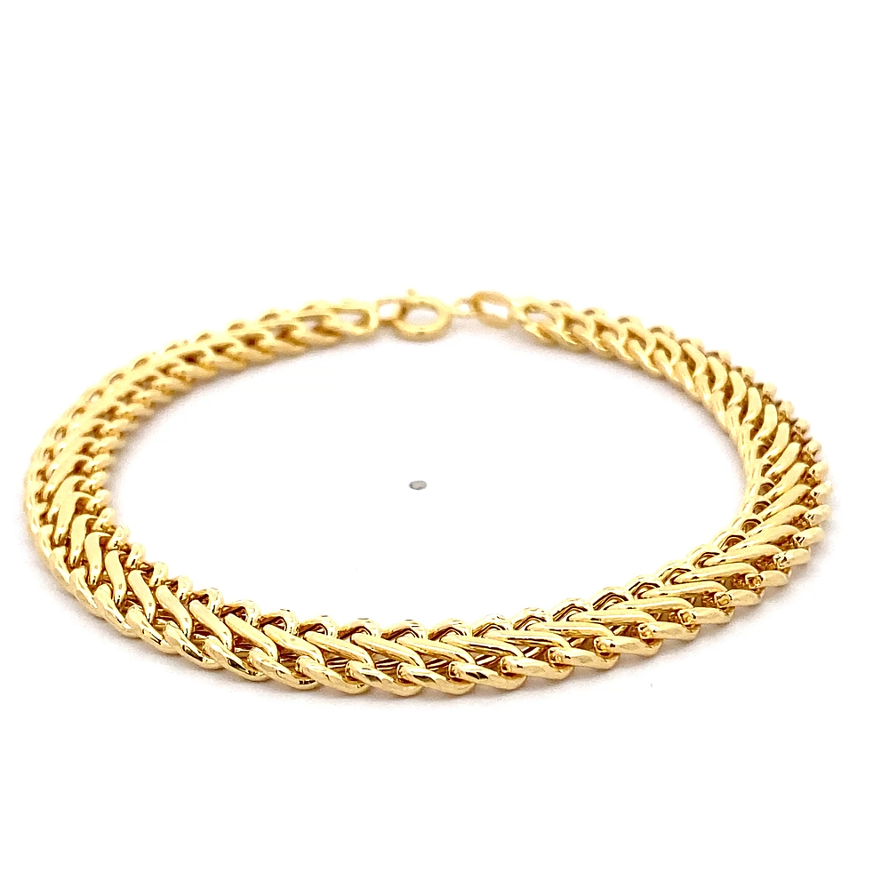 Pulsera de Oro Amarillo 18K Barbada Doble Entrelazada