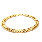 Pulsera de Oro Amarillo 18K Barbada Doble Entrelazada