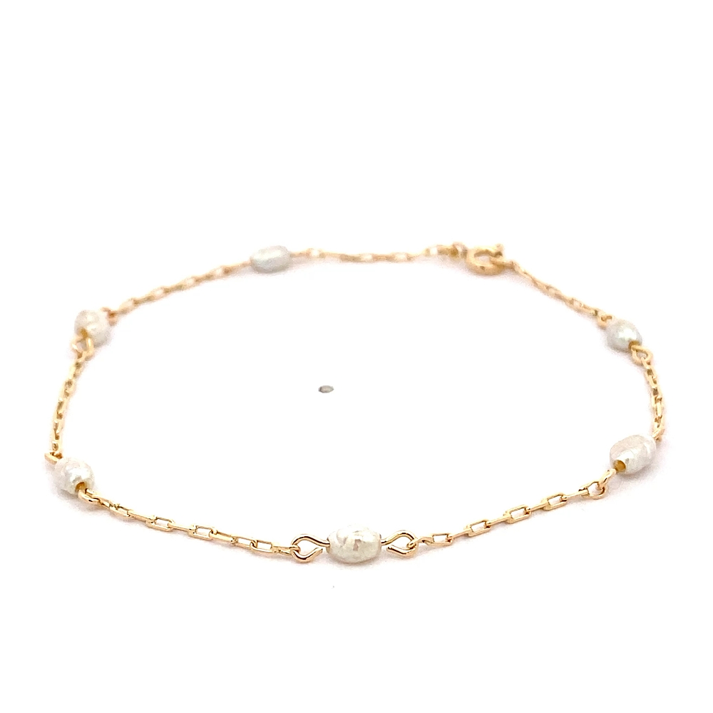 Pulsera de Oro Amarillo 18K Limada con Piedra Tornasol