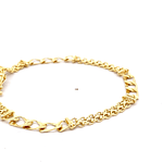 Pulsera de Oro Amarillo 18K Barbada Doble Entrelazada con Barbada Cuadrada