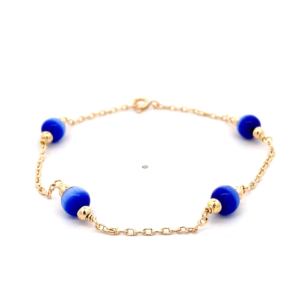 Pulsera de Oro Amarillo 18K Limada con Dijes Flores