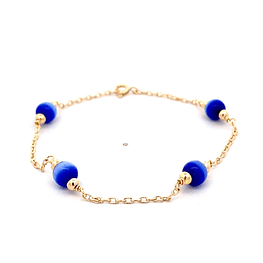 Pulsera de Oro Amarillo 18K Limada con Dijes Flores