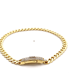 Pulsera de Oro Amarillo 18K Groumet con Micropiedras Incoloras