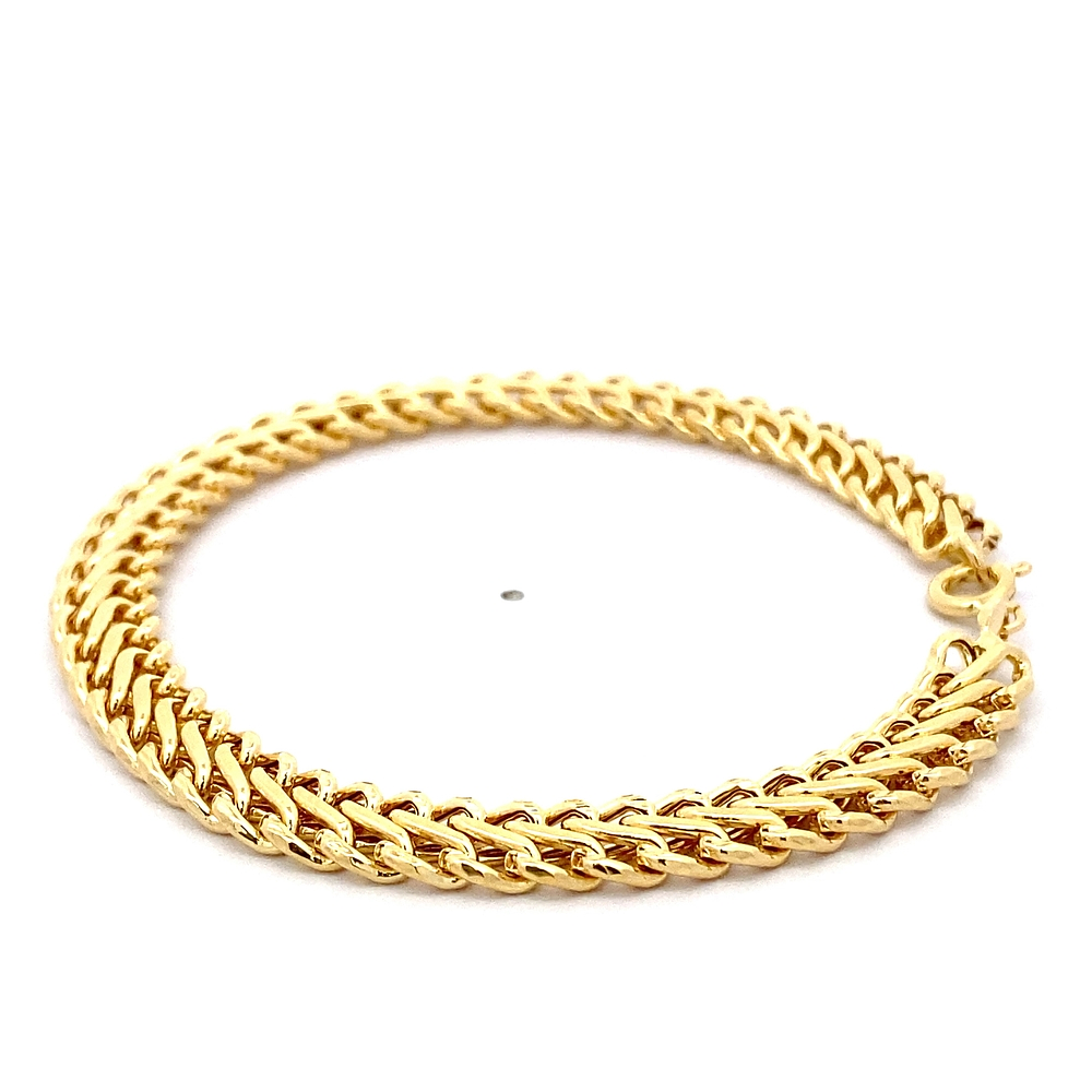 Pulsera de Oro Amarillo 18K Barbada Doble Entrelazada