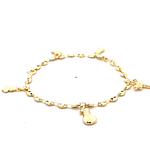 Pulsera de Oro Amarillo 18K Marinero con 5 Dijes Colgantes