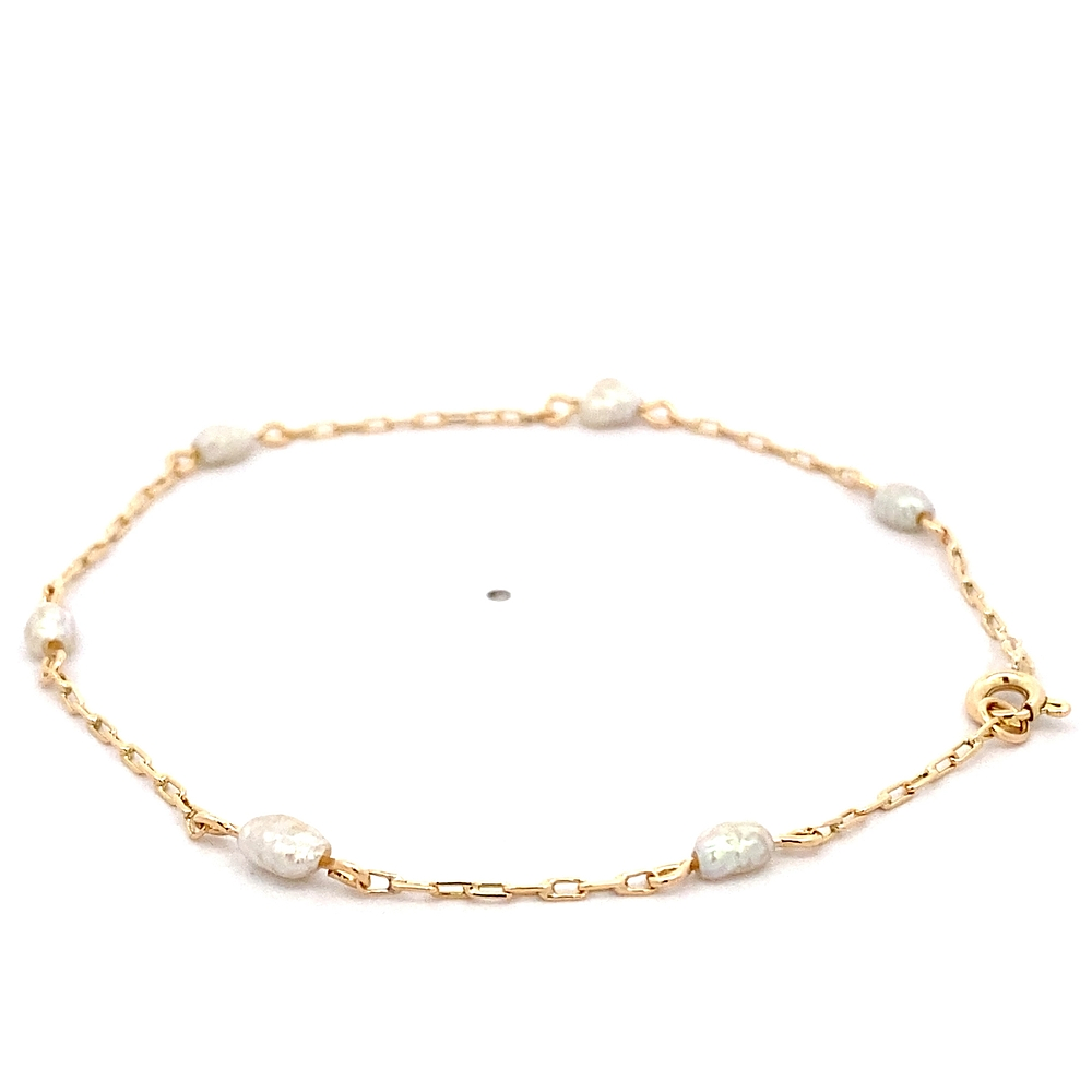 Pulsera de Oro Amarillo 18K Limada con Piedra Tornasol