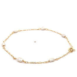 Pulsera de Oro Amarillo 18K Limada con Piedra Tornasol