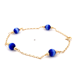 Pulsera de Oro Amarillo 18K Limada con Dijes Flores