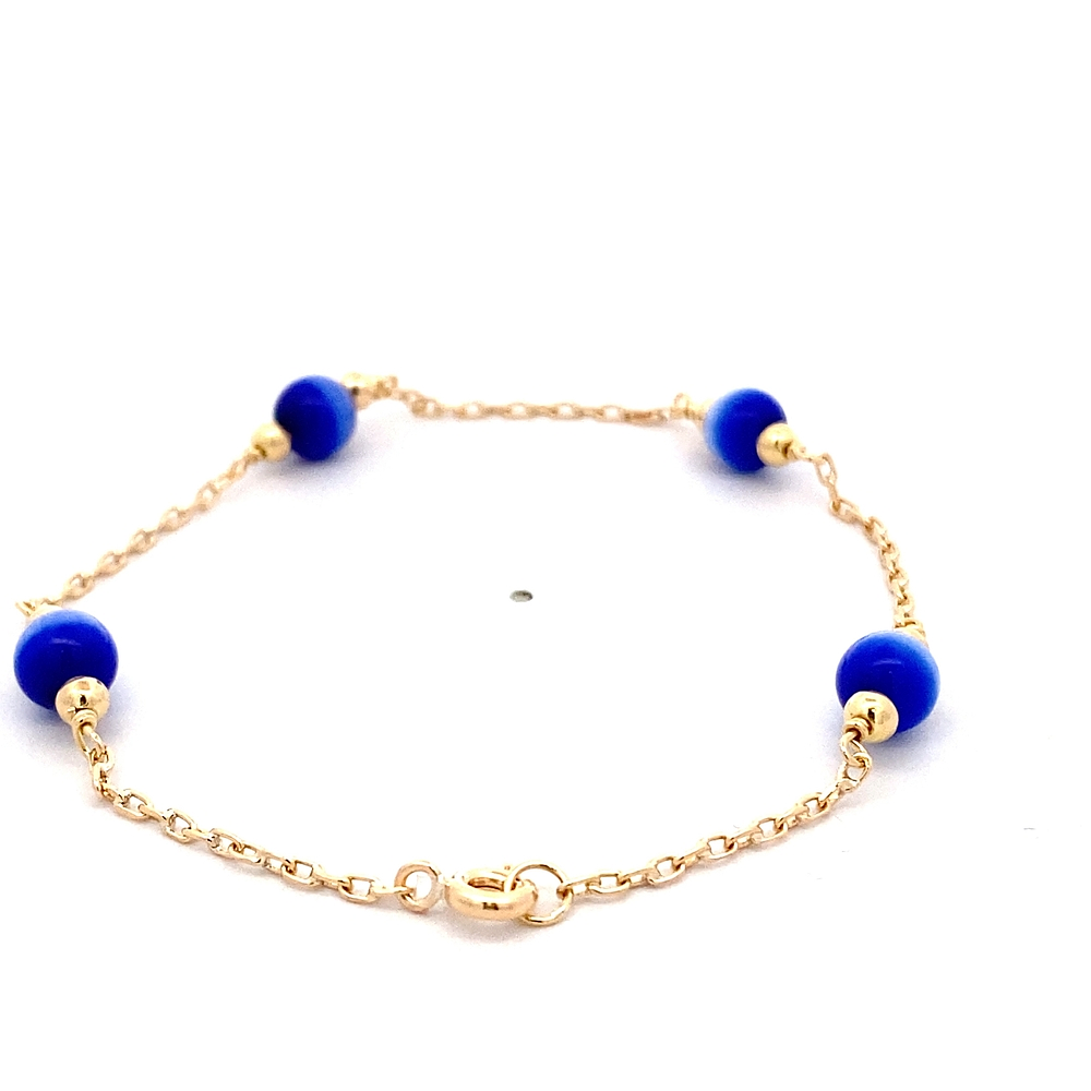 Pulsera de Oro Amarillo 18K Limada con Dijes Flores