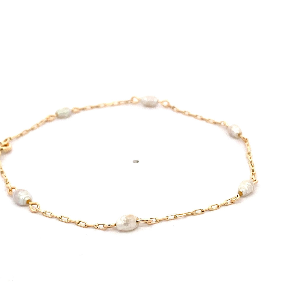 Pulsera de Oro Amarillo 18K Limada con Piedra Tornasol