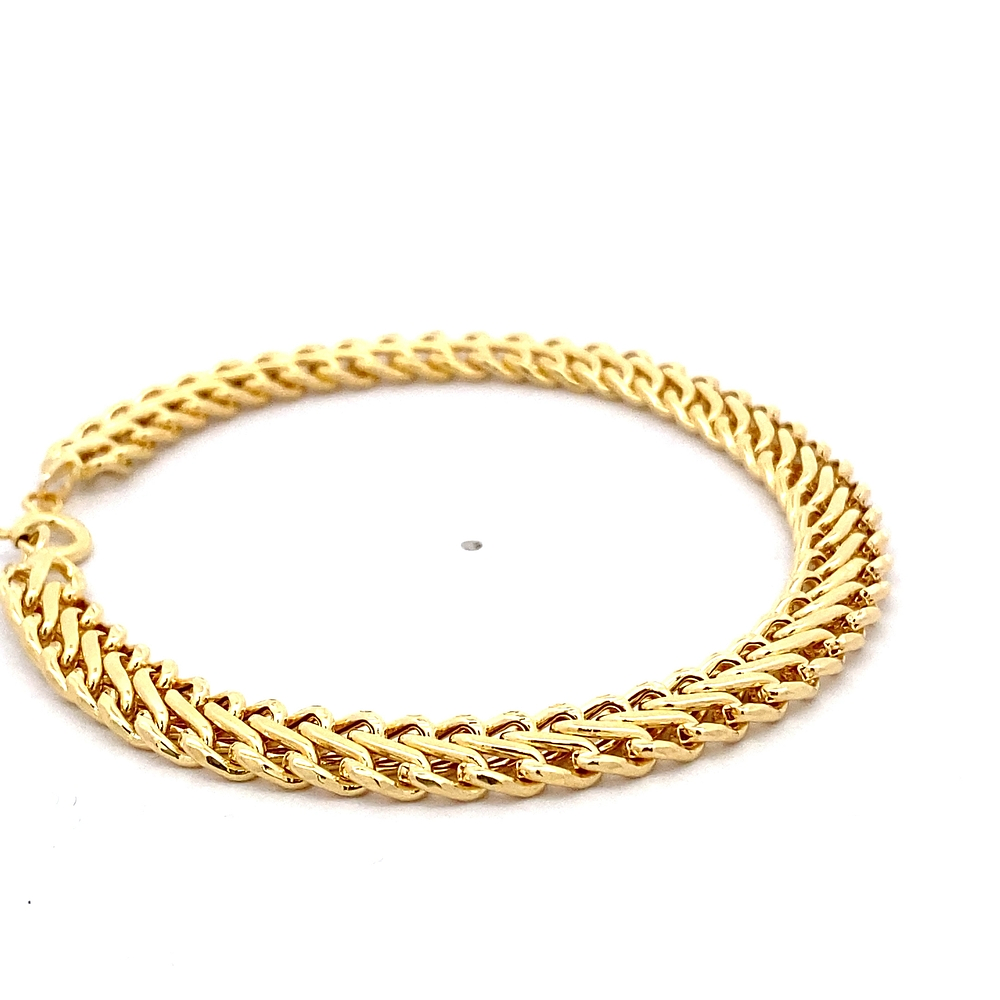 Pulsera de Oro Amarillo 18K Barbada Doble Entrelazada