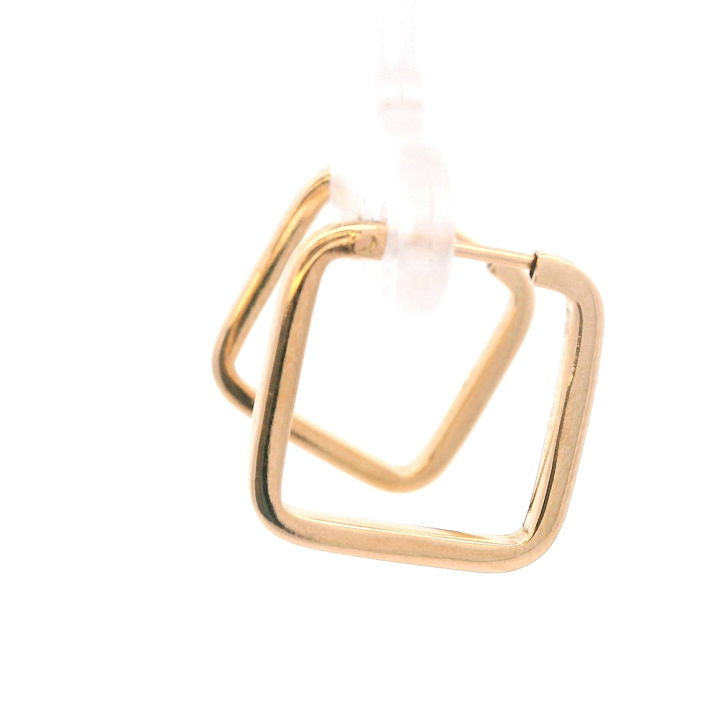 Aros de Oro Amarillo 18K Tubular Cuadrado Plano