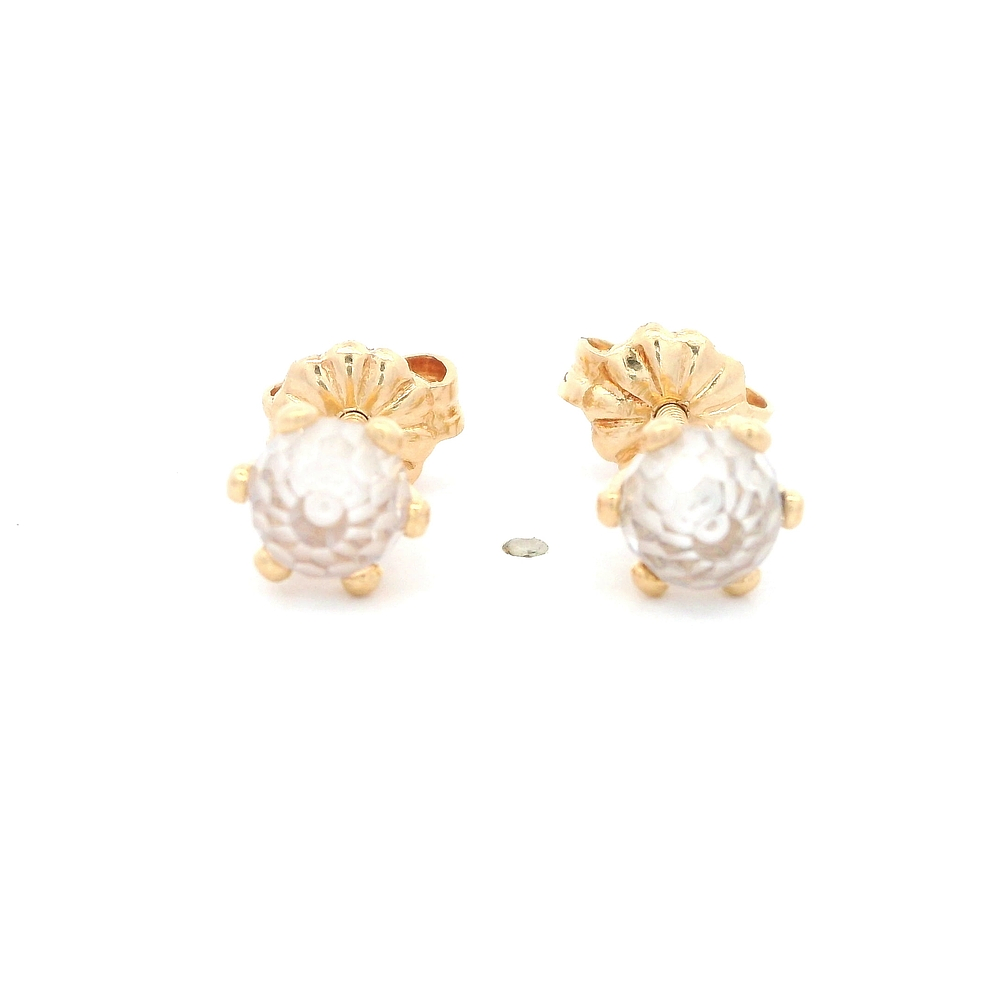 Aros de Oro Amarillo 18K Pistilos con 1 Piedra Incolora