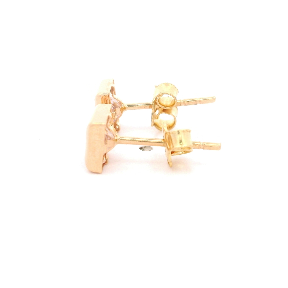 Aros de Oro Amarillo 18K Rombo con 1 Piedra Incolora