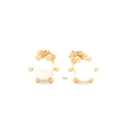 Aros de Oro Amarillo 18K Pistilos con 1 Perla