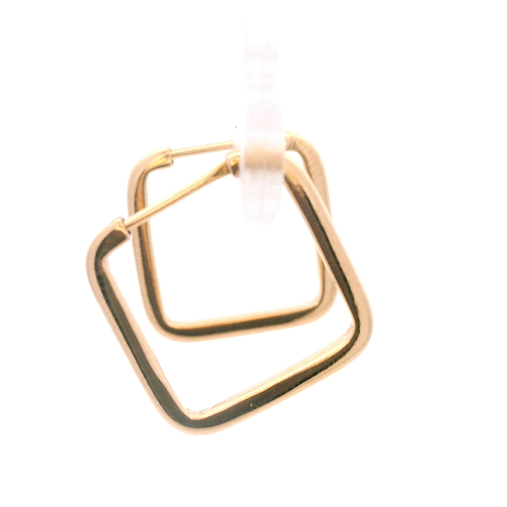 Aros de Oro Amarillo 18K Tubular Cuadrado Plano