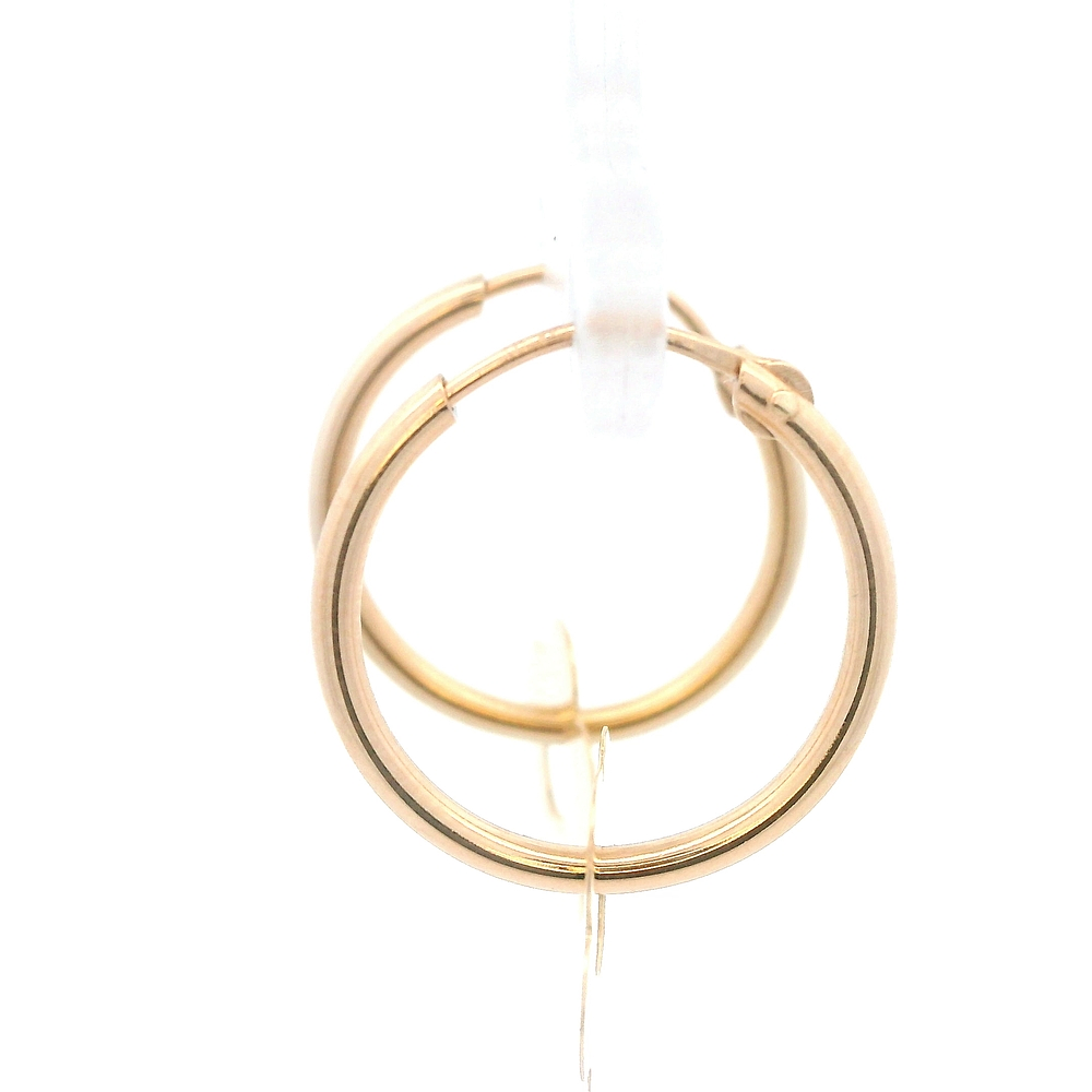 Aros de Oro Amarillo 18K Tubular con Flor Colgante