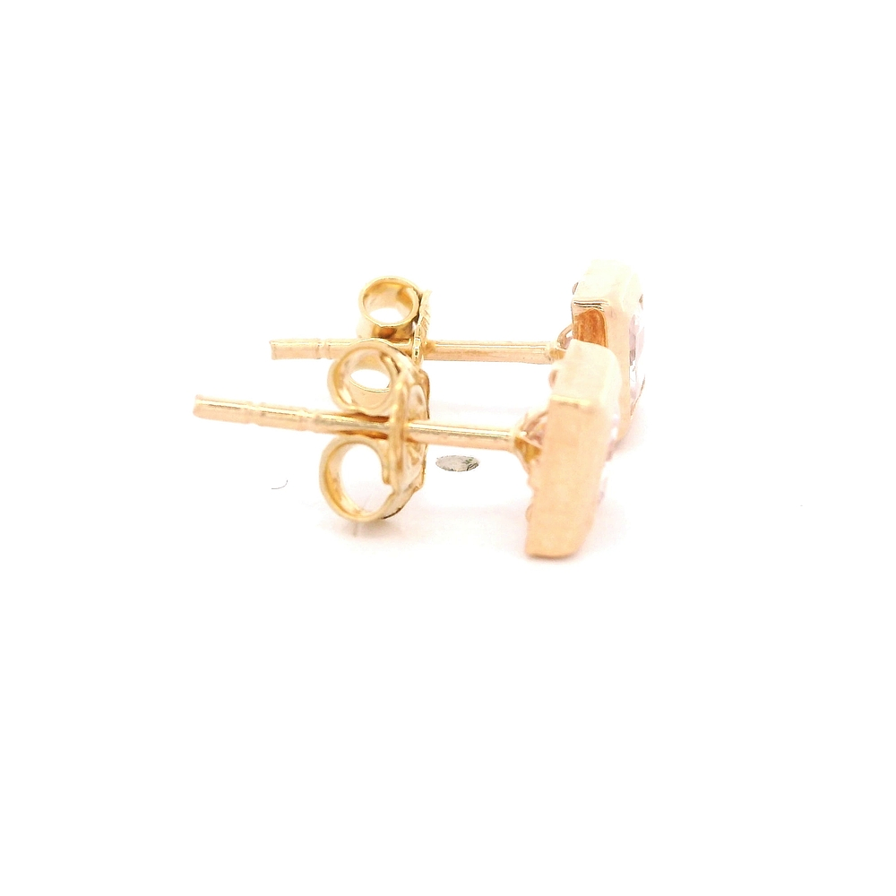 Aros de Oro Amarillo 18K Rombo con 1 Piedra Incolora