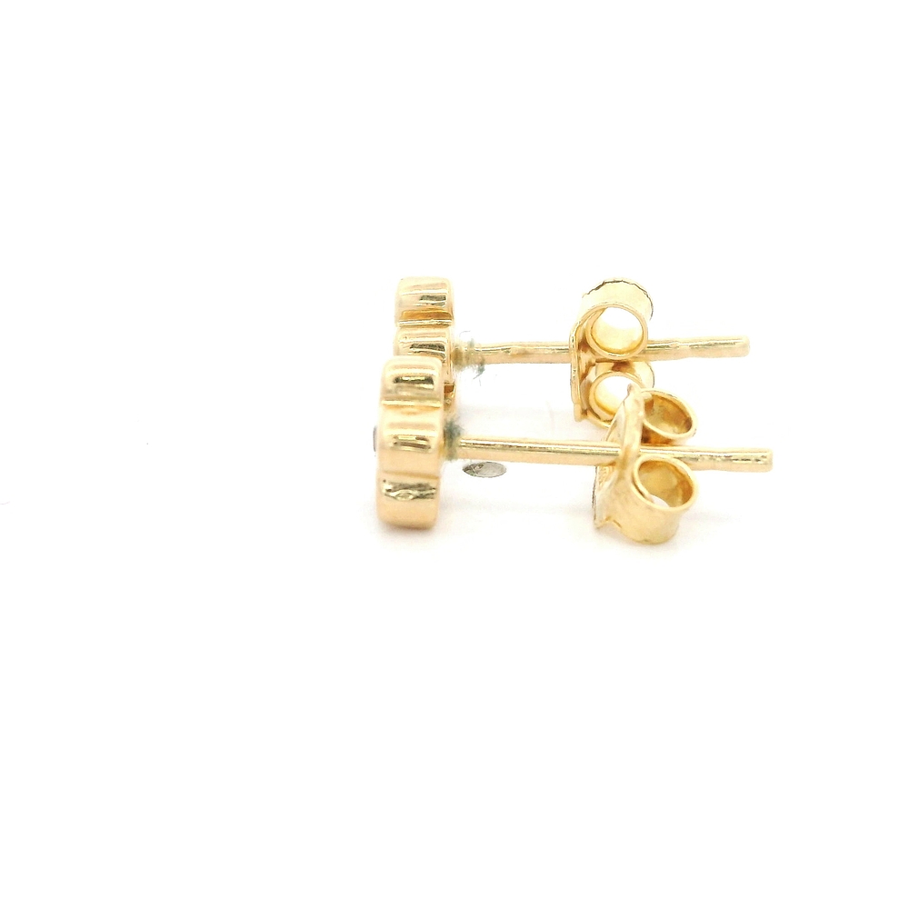 Aros de Oro Amarillo 18K Flor con 1 Piedra Incolora