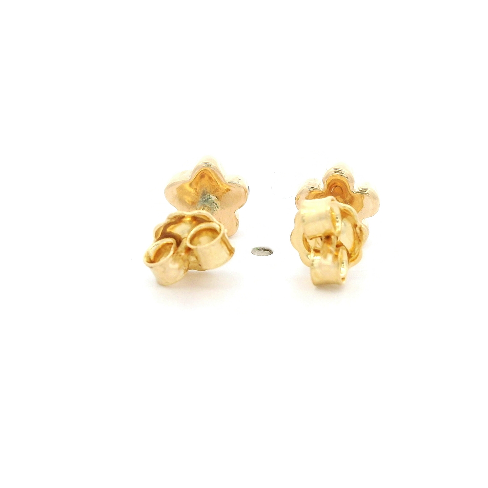 Aros de Oro Amarillo 18K Flor con 1 Piedra Incolora