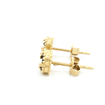 Aros de Oro Amarillo 18K Flor Trébol con 1 Piedra Negra