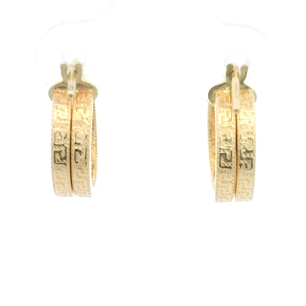 Aros de Oro Amarillo 18K Huggies con Diseño Laberinto