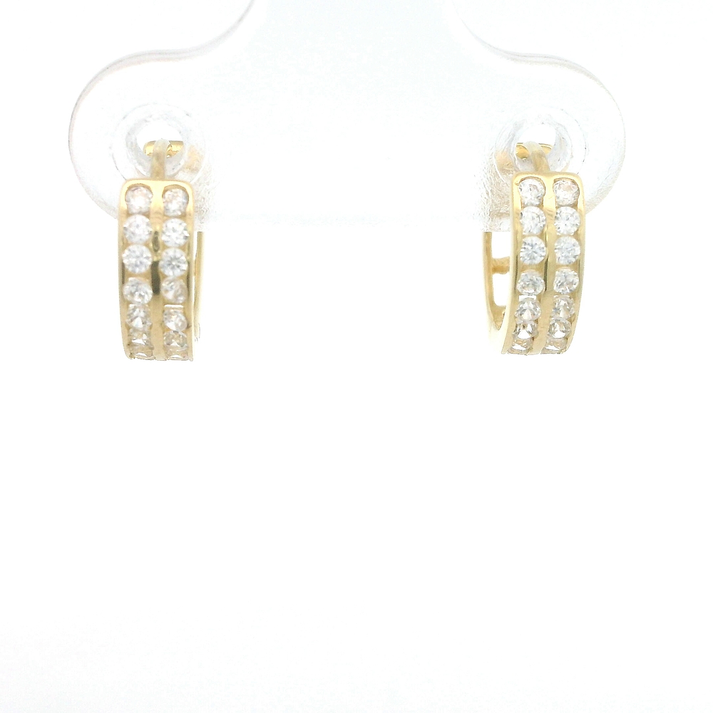 Aros de Oro Amarillo 18K Huggies con Micropiedras Incoloras