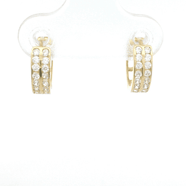 Aros de Oro Amarillo 18K Huggies con Micropiedras Incoloras