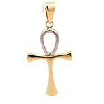 Colgante de Dos Oros 18K Cruz Egipcia Calada