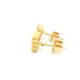 Aros de Oro Amarillo 18K Rombo con 1 Piedra y Micropiedras Incoloras