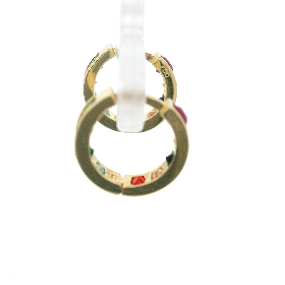Aros de Oro Amarillo 18K Huggies con Piedras Multicolores