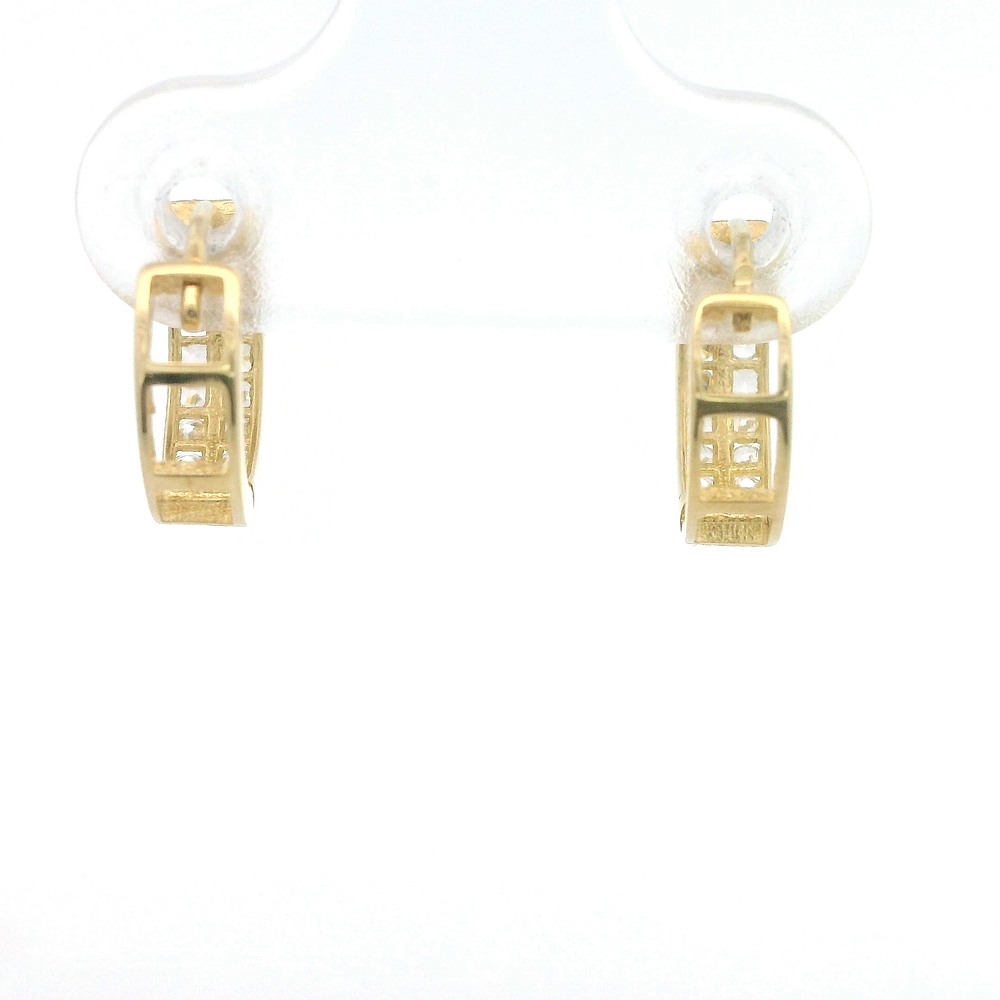 Aros de Oro Amarillo 18K Huggies con Micropiedras Incoloras