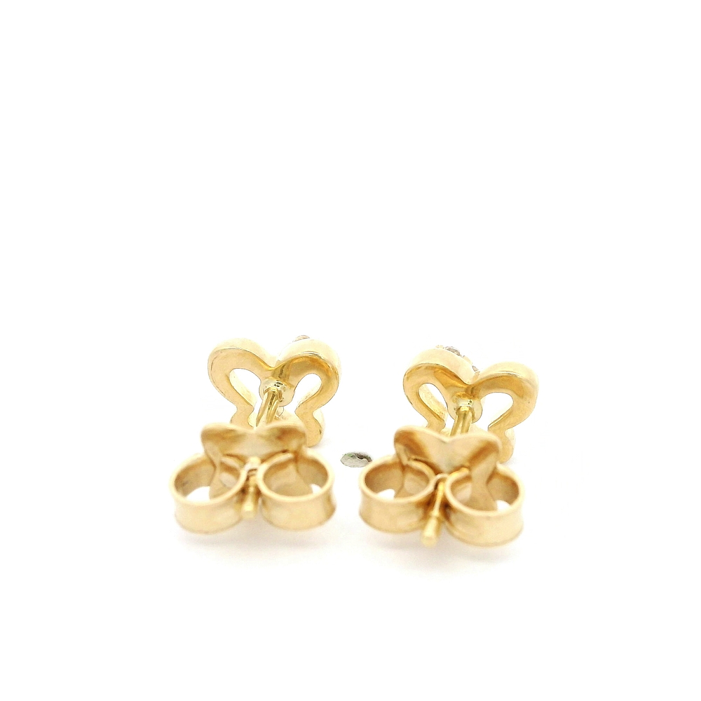 Aros de Oro Amarillo 18K Mariposa con Micropiedras Incoloras