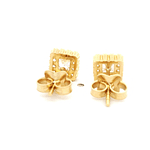 Aros de Oro Amarillo 18K Rombo con 1 Piedra y Micropiedras Incoloras