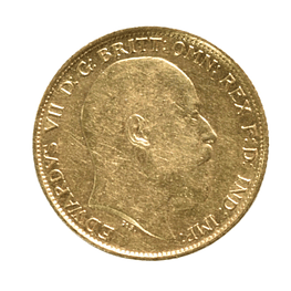 Moneda Medio Soberano Oro 22K 1908 Eduardo VII