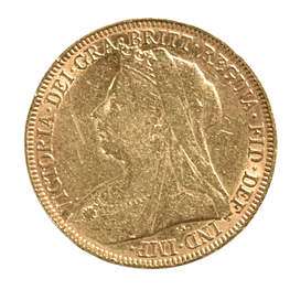 Moneda 1 Sovereign Oro Reino Unido 1895 Reina Victoria
