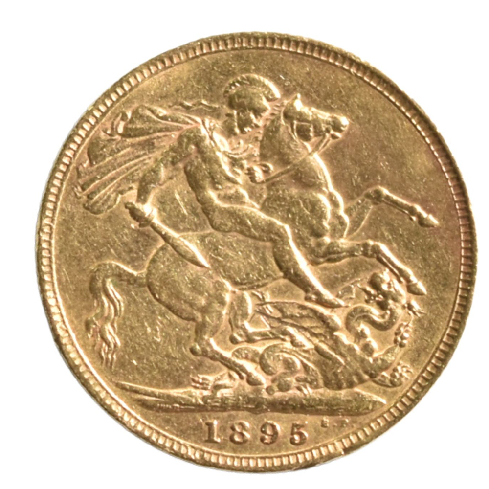 Moneda 1 Sovereign Oro Reino Unido 1895 Reina Victoria