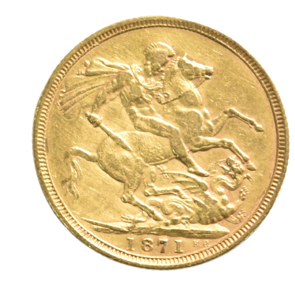 Moneda De Oro Soberano Reino Unido 1871 Victoria San Jorge