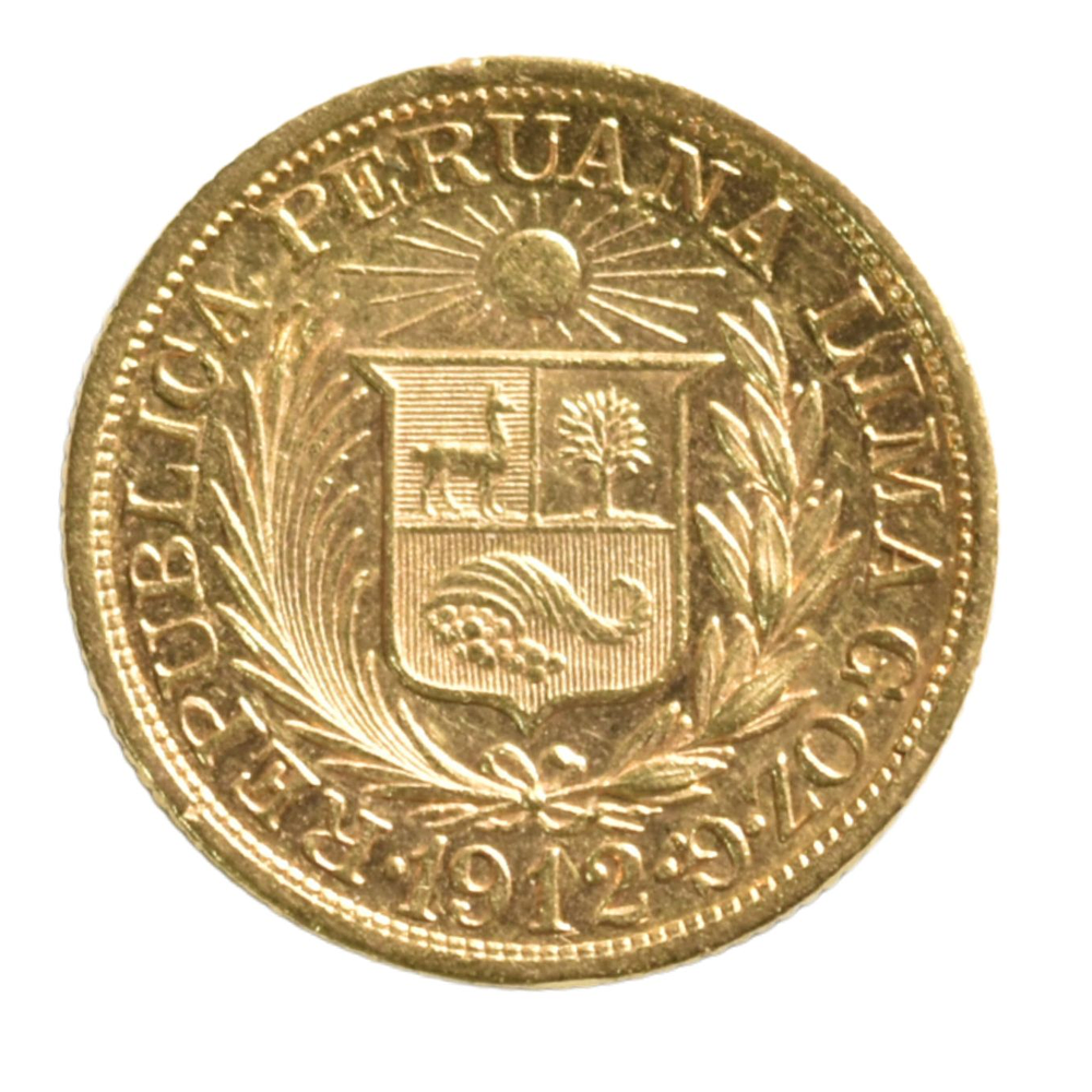 Moneda De Oro Perú 1 Libra 1912