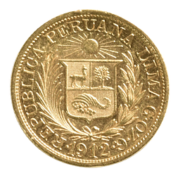 Moneda De Oro Perú 1 Libra 1912