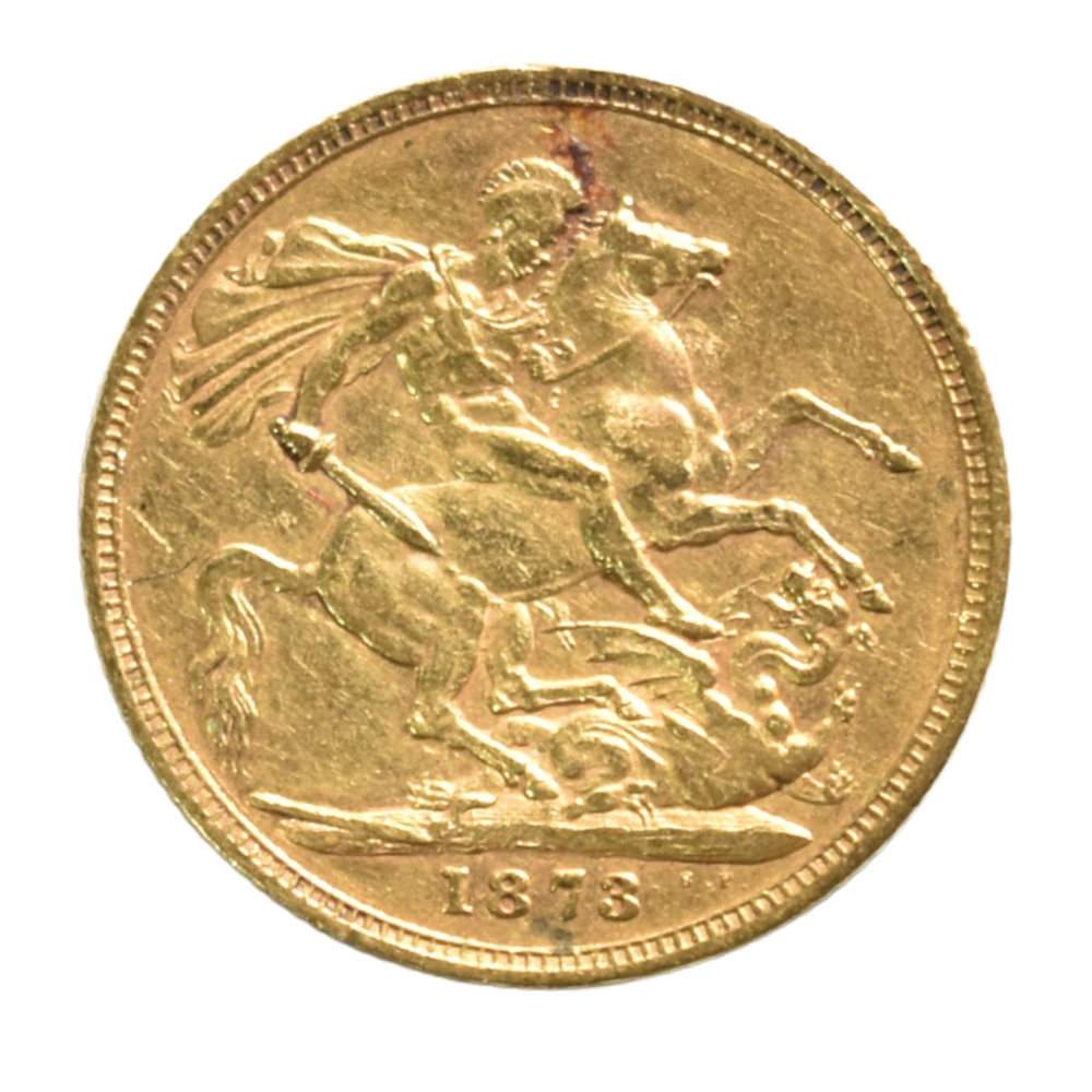 Moneda  Soberano De Oro Reino Unido 1873 Victoria 22K