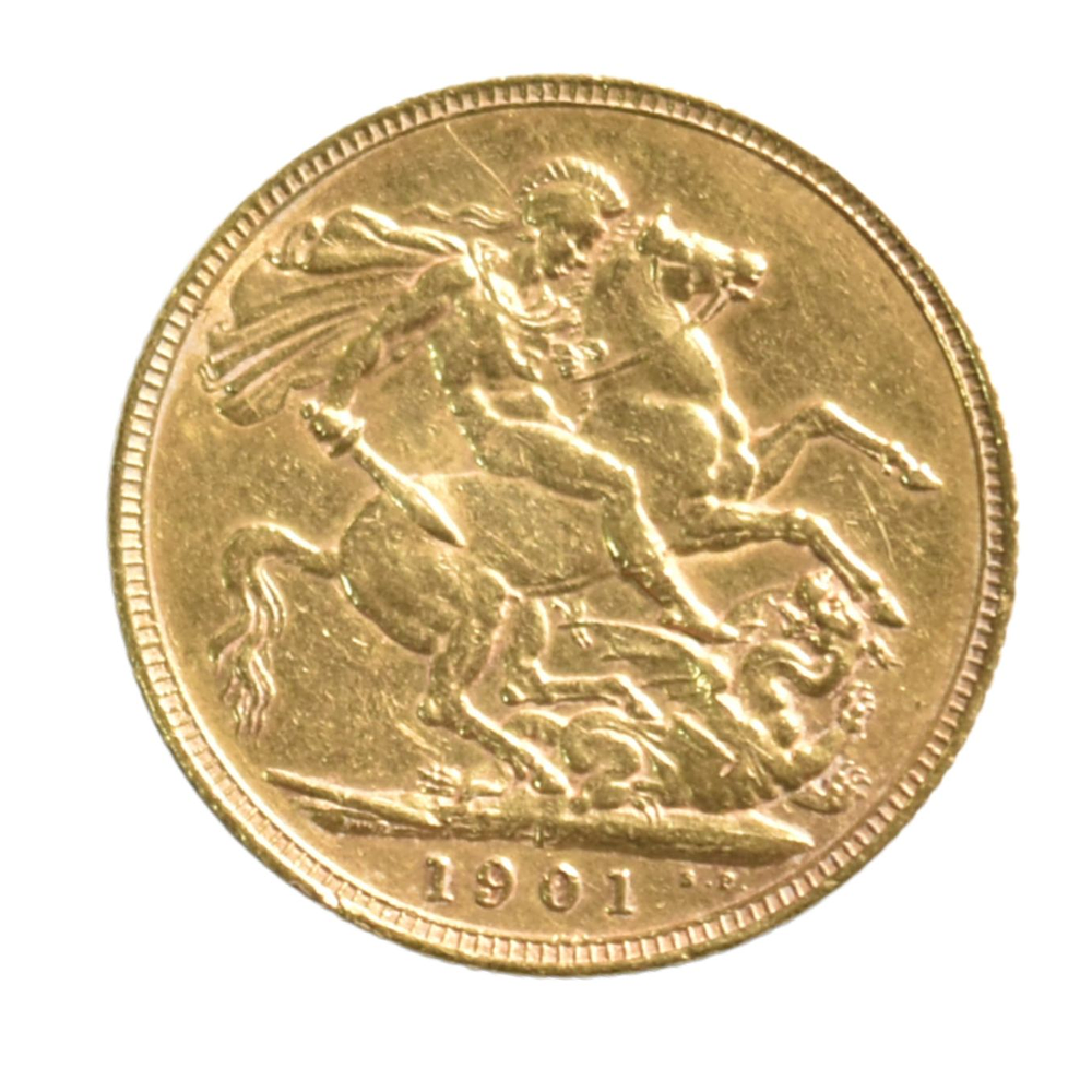 Moneda De Oro Soberano Reino Unido 1901 Reina Victoria